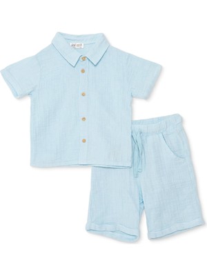 Hellobaby Hellobaby Erkek Bebek Gömlek-Şort Düğmeli Little Sailor Gömlek Yaka Diz Üstü Kısa Kol