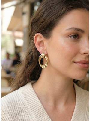 Arenes Pirinç Gold Renk Damla Model Vintage Kadın Küpe - Lisinya