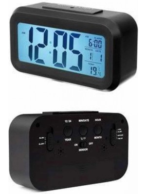 Dijital Masa Saati Takvim Çalar Saat Alarmlı Işıklı LED Ekran Pilli