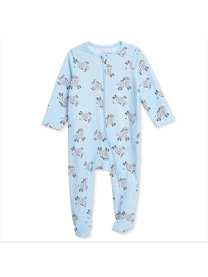 Hellobaby Hellobaby Erkek Bebek Patikli Tulum Hayvan Baskılı Fermuarlı Bisiklet Yaka Uzun Paça Uzun Kol