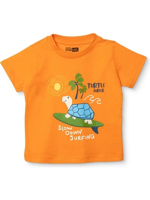 Hellobaby Hellobaby Erkek Bebek Tshirt Hayvan Baskılı Bisiklet Yaka Kısa Kol