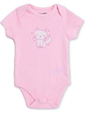 Hellobaby Hellobaby Kız Bebek Kısa Kol Body Hayvan Baskılı Çıtçıtlı Envelope Neck Kısa Kol