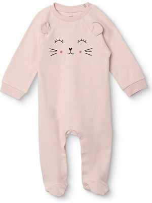 Hellobaby Hellobaby Kız Bebek Patikli Tulum Hayvan Baskılı Çıtçıtlı Bisiklet Yaka Uzun Paça Uzun Kol