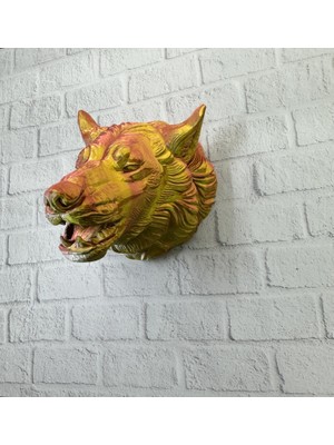 Arenes Gold Kurt Duvar Aksesuarı Asılabilir 3D Dekoratif Heykel 25X19 cm - Lisinya