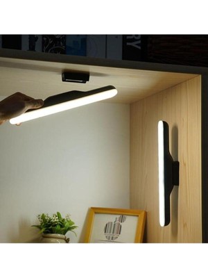 PremiumPort Şarjlı Mıknatıslı LED Aplik Siyah, Çok Fonksiyonlu Makyaj ve Traş Lambası