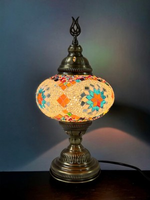PremiumPort El Yapımı Mozaik Masaüstü Dekoratif Lamba, Renkli ve Şık Tasarım