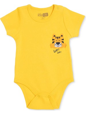 Hellobaby Hellobaby Erkek Bebek Kısa Kol Body Hayvan Baskılı Çıtçıtlı Çıtçıtlı Yaka Kısa Kol