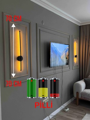 PremiumPort Şık Siyah LED Duvar Aplik 70 Cm, Modern Dekorasyon, Günışığı Işığı