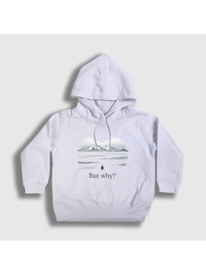 Presmono Unisex Çocuk Beyaz But Why V2 Nihilist Penguin Penguen Kapüşonlu Sweatshirt