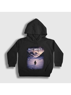 Presmono Unisex Çocuk Siyah But Why Nihilist Penguin Penguen Kapüşonlu Sweatshirt