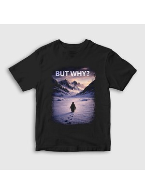 Presmono Unisex Çocuk Siyah But Why Nihilist Penguin Penguen T-Shirt