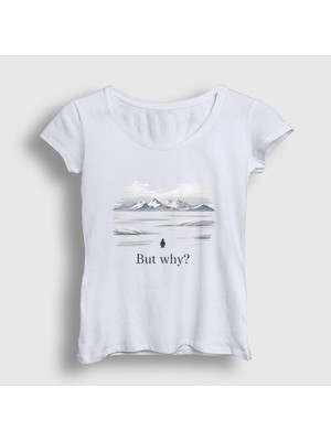 Presmono Kadın Beyaz But Why V2 Nihilist Penguin Penguen T-Shirt