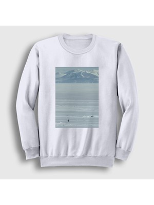 Presmono Unisex Beyaz Mountains Nihilist Penguin Penguen Sweatshirt