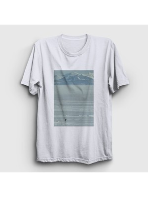 Presmono Unisex Beyaz Mountains Nihilist Penguin Penguen T-Shirt