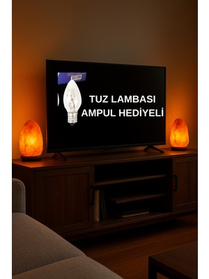 PremiumPort 2’li Himalaya Kaya Tuz Lambası Seti, Kablolu Ampul ve Hediye Ampul ile