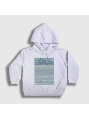 Presmono Unisex Çocuk Beyaz Mountains Nihilist Penguin Penguen Kapüşonlu Sweatshirt