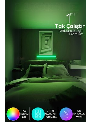 PremiumPort Renkli Rgb LED Abajur Aplik Gece Lambası Uzaktan Kumandalı, Şık ve Modern