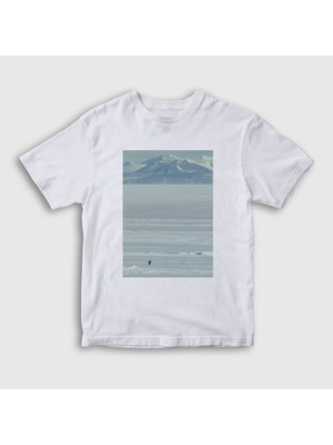 Presmono Unisex Çocuk Beyaz Mountains Nihilist Penguin Penguen T-Shirt