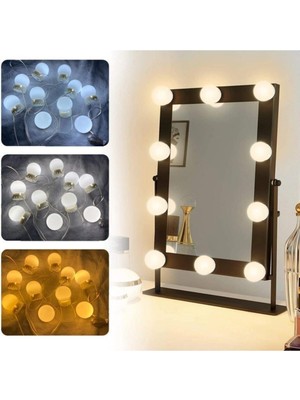 PremiumPort 10 Led'li Dekoratif Makyaj Aynası, Hollywood Tarz Aydınlatma