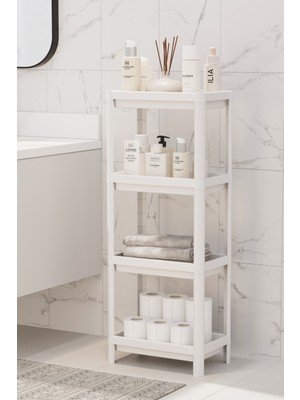 DEYHOME Vesken 4 Katlı Düzenleyici Banyo Rafı Şampuan Havluluk Deterjanlık Mutfak Rafı Sebzelik Sepet Organizer