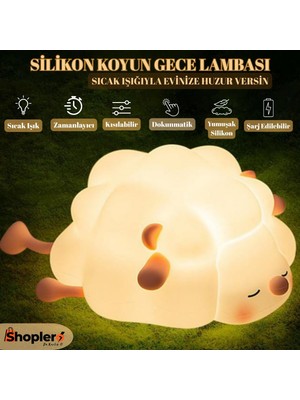 PremiumPort Yumuşak Silikon Koyun Gece Lambası, Sıcak ve Rahat Işıklandırma