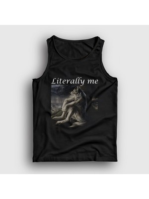 Presmono Unisex Siyah Oturan Kurt Sitting Wolf Literally Me Atlet