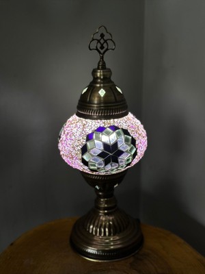 PremiumPort El Yapımı Mozaik Masa Lambası, Şık ve Renkli Dekorasyon Parçası