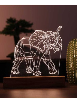 PremiumPort Modern Geometrik Fil LED Masa Lambası, Ahşap Tabanlı Dekoratif Aydınlatma