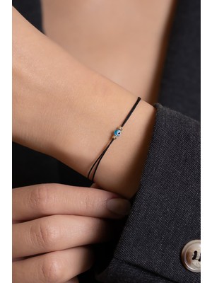 Bayar Gold 14 Ayar Altın Siyah Ipli Gözlü Bileklik