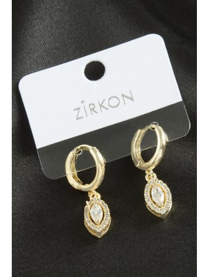Nacario Oval Zirkon Taşlı Küpe