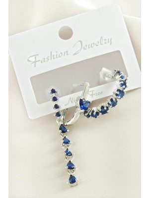 Nacario 3 Adet Kalp Zirkon Taşlı Küpe