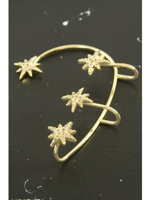 Nacario Yıldız Zirkon Taşlı Lüks Çelik Kıkırdak Küpe 1 Adet