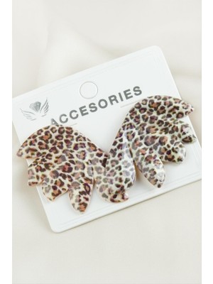 Nacario Leopar Desenli Yeni Sezon Metal Küpe