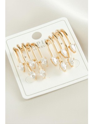 Nacario Xuping Üçgen Zirkon Taşlı Lüks Çelik Küpe