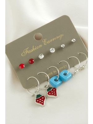 Nacario 12 Adet Çilek Mineli Halka Küpe