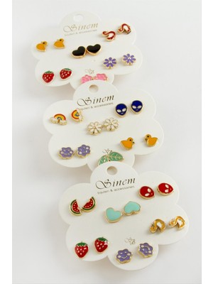 Nacario 12 Adet Karışık Mineli Küpe