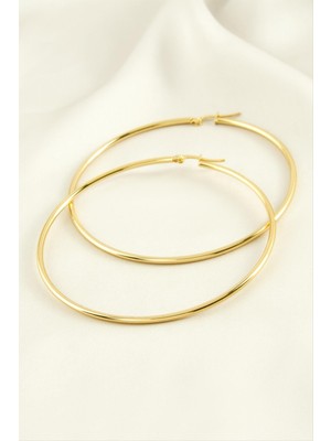 Nacario Halka Lüks Çelik Küpe 6 cm