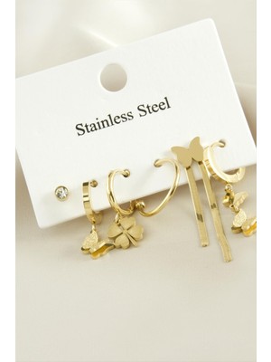 Nacario 6 Adet Lüks Çelik Küpe