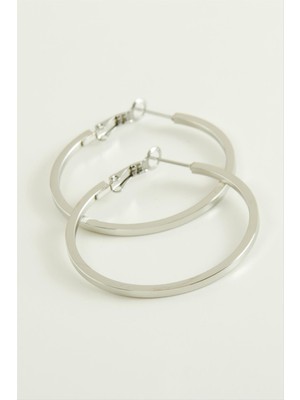 Nacario Ezme Lüks Çelik Halka Küpe 4 cm