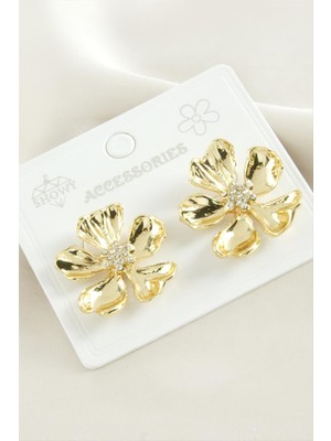 Nacario Çiçek Taşlı Metal Küpe