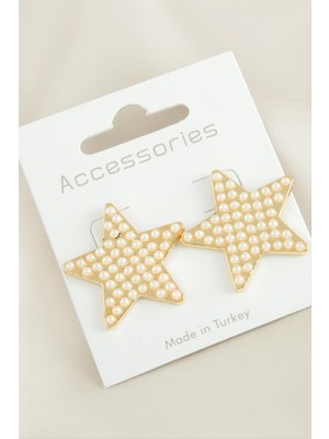 Nacario Yıldız Taşlı Yeni Sezon Inci Küpe