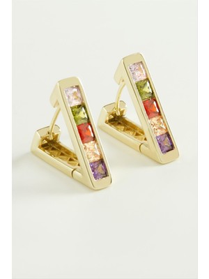 Nacario Xuping Üçgen Zirkon Taşlı Lüks Çelik Küpe