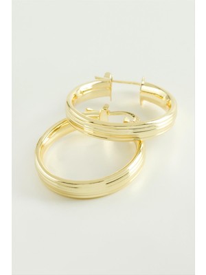 Nacario Çizgili Halka Küpe 3 cm