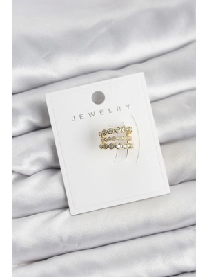 Nacario Bfs Gold Renk Zirkon Taşlı Pirinç Kıkırdak Earcuff Küpe