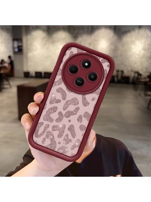 HONTINGA Xiaomi Redmi 14C 4g ile Uyumlu Kılıfı Düşüme Önleyici Basitlik Anti Düşme Kamera Korumali Inek Bordo Desen Yumuşak Silikon Telefon Kılıfı Kadın ve Erkek Için Uygundur K2-7116