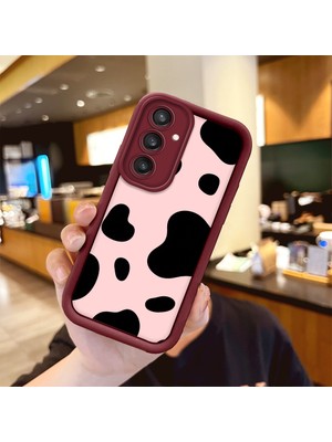 HONTINGA Samsung Galaxy S23 Fe ile Uyumlu Kılıfı Düşüme Önleyici Basitlik Anti Düşme Kamera Korumali Inek Bordo Desen Yumuşak Silikon Telefon Kılıfı Kadın ve Erkek Için Uygundur K2-7116