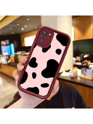 HONTINGA Xiaomi Redmi Note 10S ile Uyumlu Kılıfı Düşüme Önleyici Basitlik Anti Düşme Kamera Korumali Inek Bordo Desen Yumuşak Silikon Telefon Kılıfı Kadın ve Erkek Için Uygundur K2-7116
