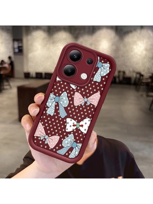 HONTINGA Xiaomi Redmi Note 13 ile Uyumlu Kılıfı Düşüme Önleyici Basitlik Anti Düşme Kamera Korumali Vintage Bow Bordo Desen Yumuşak Silikon Telefon Kılıfı Kadın ve Erkek Için Uygundur K2-7084