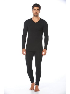 Tutku Erkek Siyah Alt Üst Uzun Kollu Termal Takım-Siyah-L