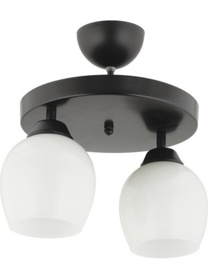 PremiumPort Modern Beyaz Camlı Ikili Yuvarlak Plafonyer Avize, Şık ve Işıltılı Aydınlatma